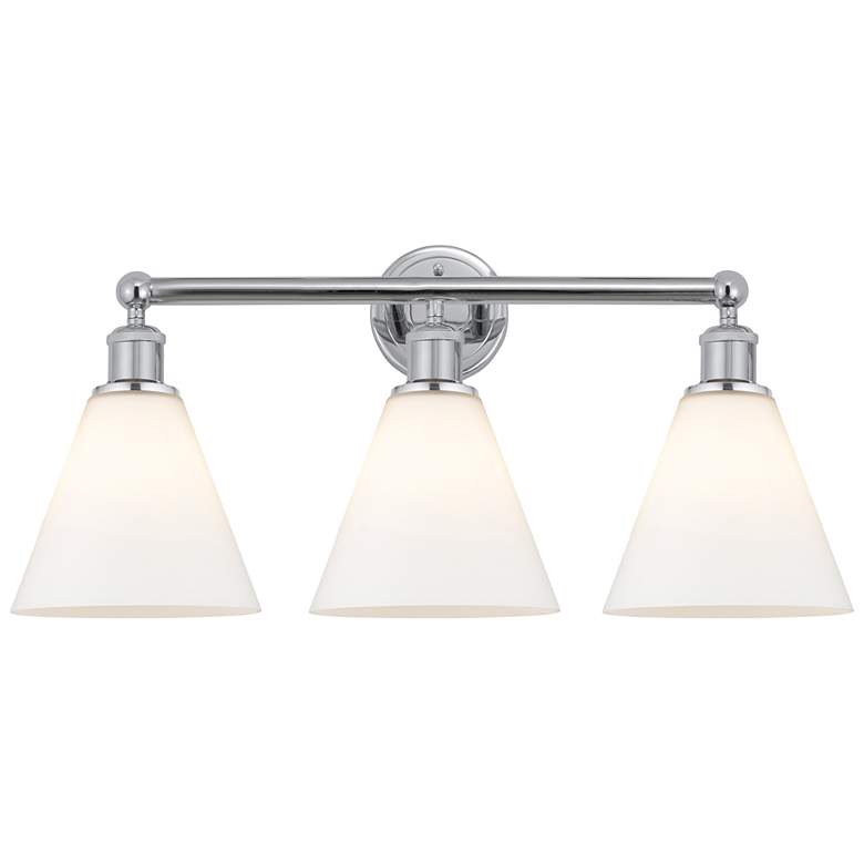 Image 1 Berkshire 26"W 3 Light Polished Chrome Bath Vanity Light With White Sh