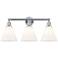 Berkshire 26"W 3 Light Polished Chrome Bath Vanity Light With White Sh