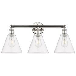 Berkshire 26&quot;W 3 Light Polished Nickel Bath Vanity Light With Clear Sh