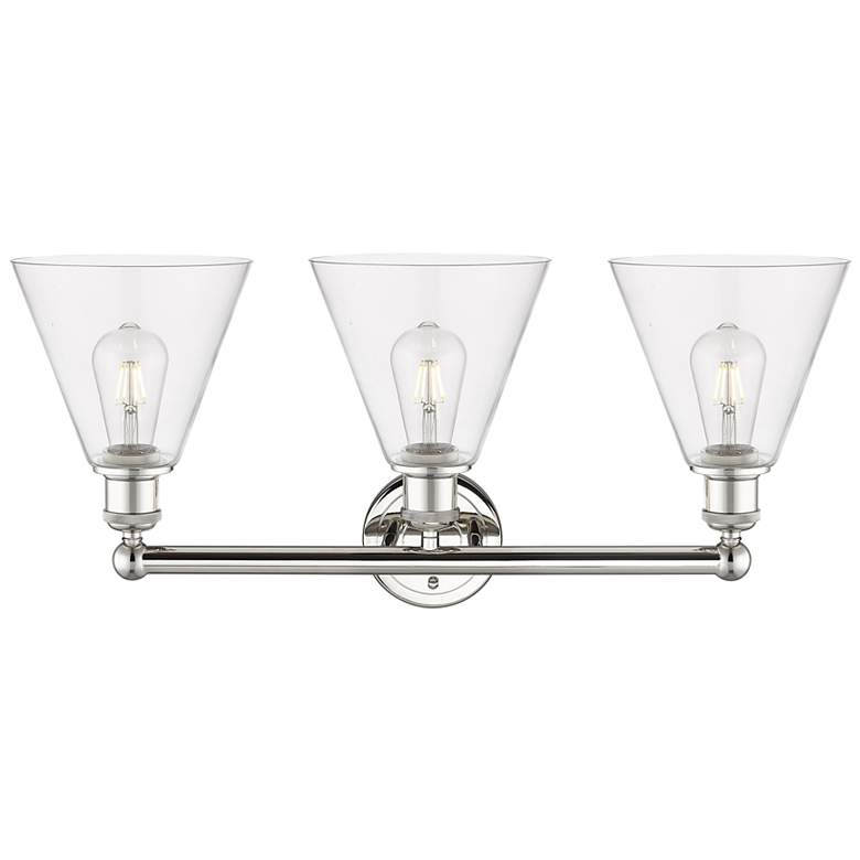 Image 2 Berkshire 26"W 3 Light Polished Nickel Bath Vanity Light With Clear Sh more views