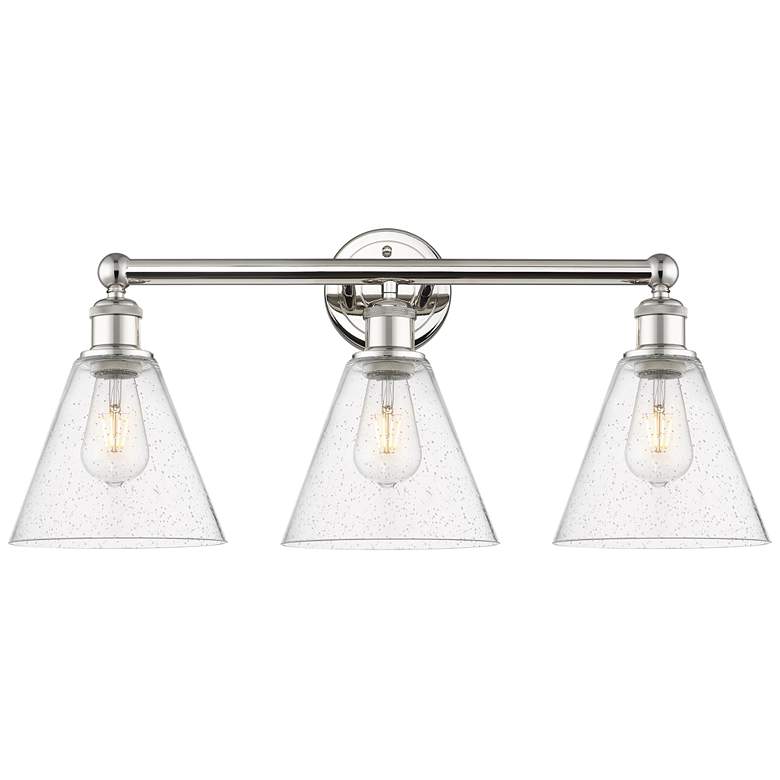 Image 1 Berkshire 26"W 3 Light Polished Nickel Bath Vanity Light With Seedy Sh