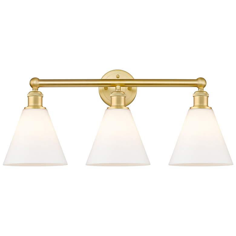 Image 1 Berkshire 26"W 3 Light Satin Gold Bath Vanity Light With Matte White S