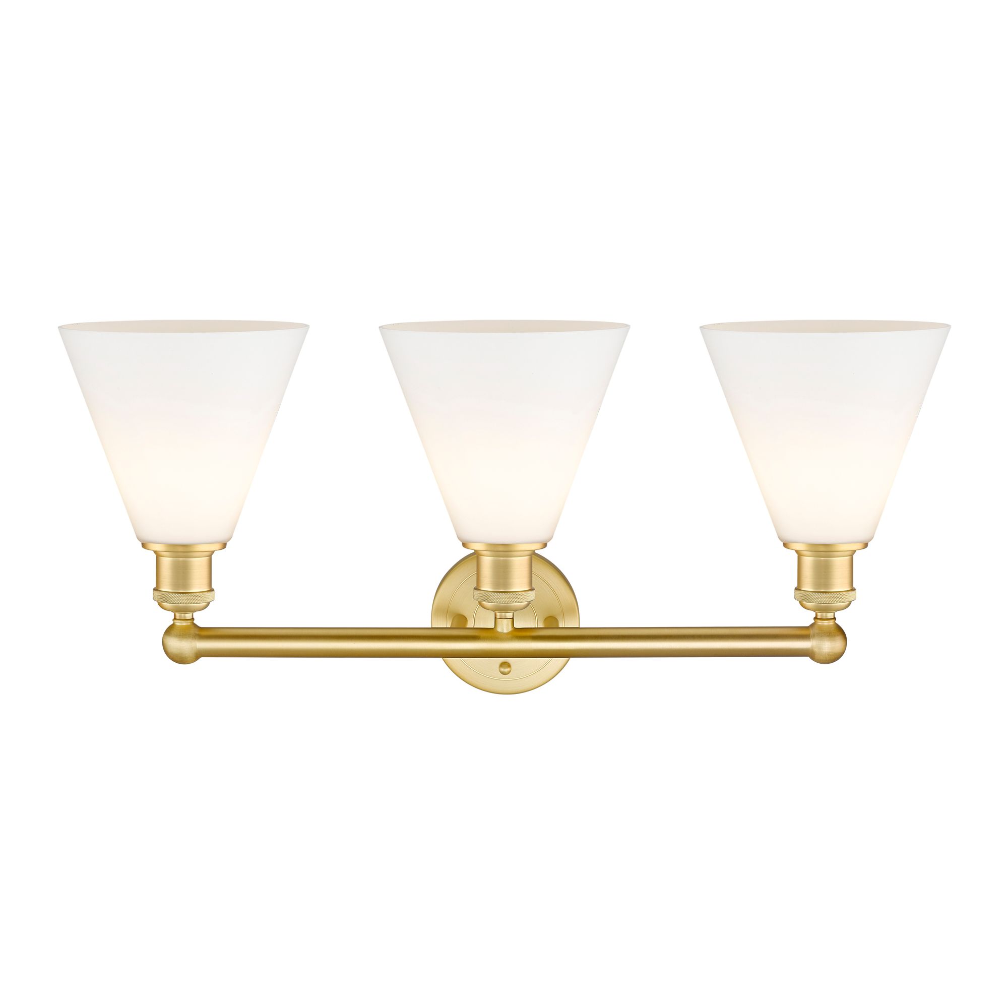Image 2 Berkshire 26"W 3 Light Satin Gold Bath Vanity Light With Matte White S more views