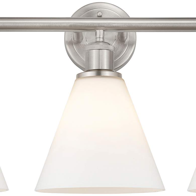 Image 2 Berkshire 26 inchW 3 Light Satin Nickel Bath Vanity Light With White Shade more views