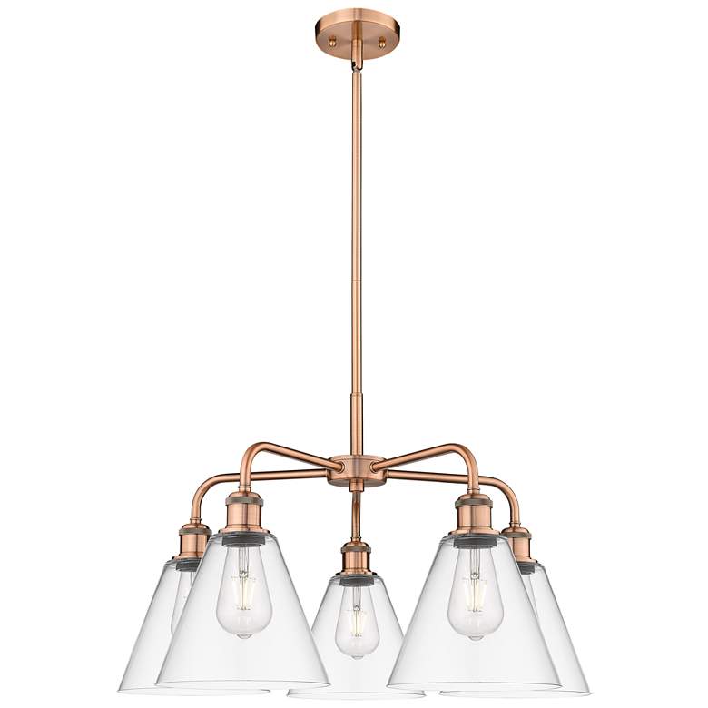 Image 1 Berkshire 26"W 5 Light Antique Copper Stem Hung Chandelier With Clear