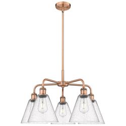 Berkshire 26&quot;W 5 Light Antique Copper Stem Hung Chandelier With Seedy
