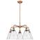 Berkshire 26"W 5 Light Antique Copper Stem Hung Chandelier With Seedy 