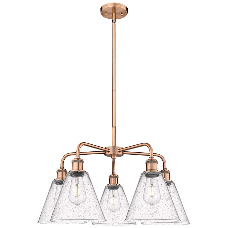 Image 1 Berkshire 26"W 5 Light Antique Copper Stem Hung Chandelier With Seedy 