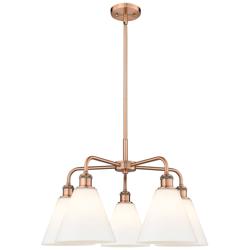 Berkshire 26&quot;W 5 Light Antique Copper Stem Hung Chandelier With White