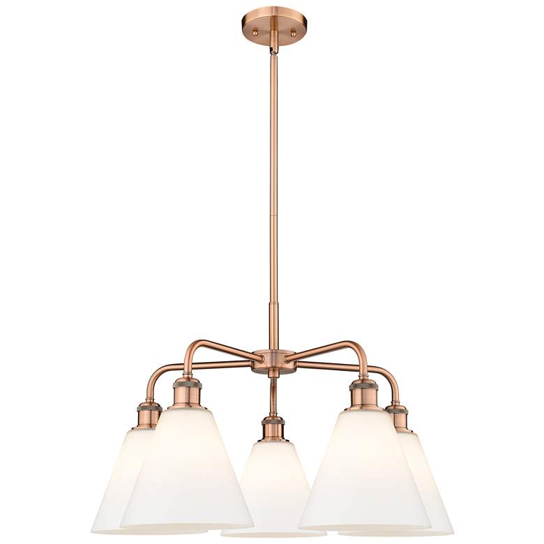 Image 1 Berkshire 26"W 5 Light Antique Copper Stem Hung Chandelier With White