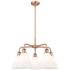Berkshire 26"W 5 Light Antique Copper Stem Hung Chandelier With White 