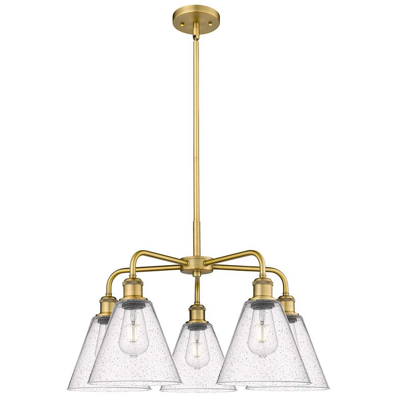 Image 1 Berkshire 26"W 5 Light Brushed Brass Stem Hung Chandelier With Seedy S