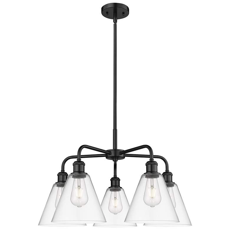 Image 1 Berkshire 26"W 5 Light Matte Black Stem Hung Chandelier With Clear Sha