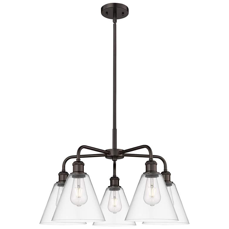 Image 1 Berkshire 26"W 5 Light Oil Rubbed Bronze Stem Chandelier w/ Clear Shad