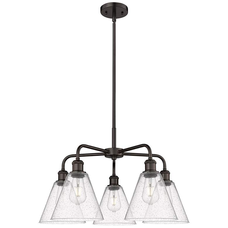 Image 1 Berkshire 26"W 5 Light Oil Rubbed Bronze Stem Chandelier w/ Seedy Shad