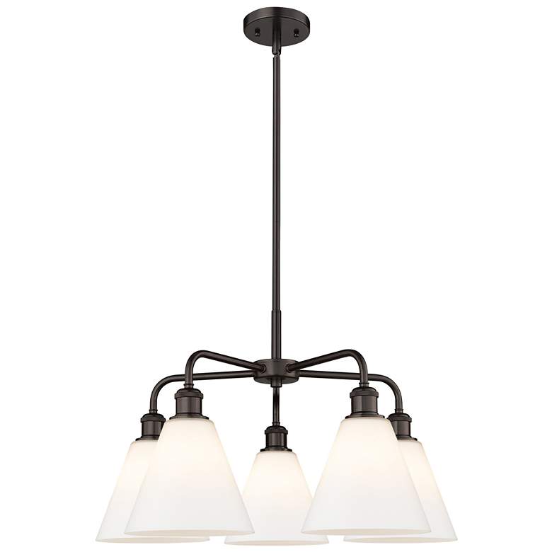 Image 1 Berkshire 26"W 5 Light Oil Rubbed Bronze Stem Chandelier w/ White Shad