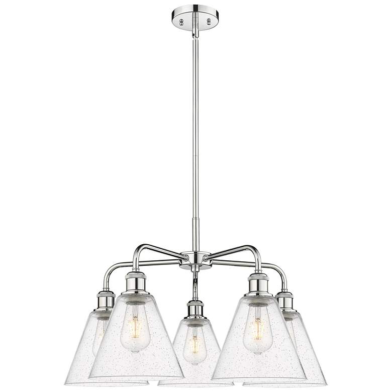 Image 1 Berkshire 26"W 5 Light Polished Chrome Stem Hung Chandelier w/ Seedy S