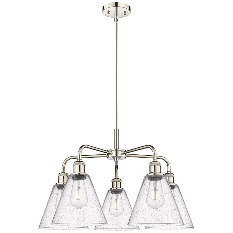Image 1 Berkshire 26"W 5 Light Polished Nickel Stem Hung Chandelier w/ Seedy S