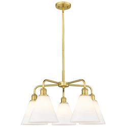 Berkshire 26&quot;W 5 Light Satin Gold Stem Hung Chandelier With White Shad