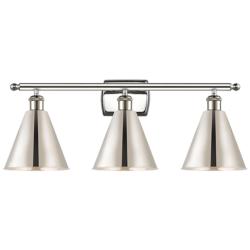 Berkshire 28" Wide Polished Nickel 3-Light Vanity Bath Light