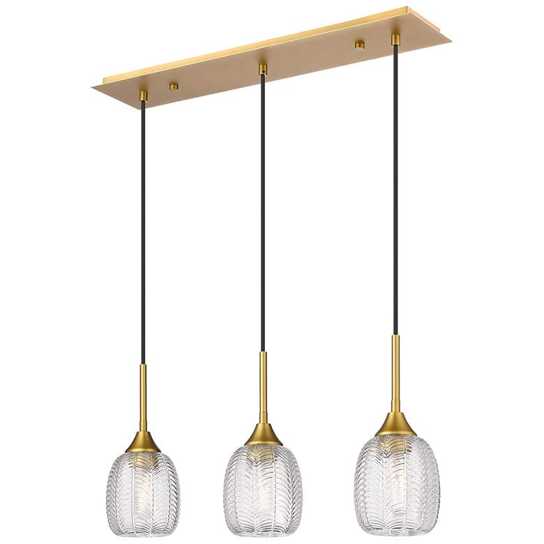 Image 1 Berkshire 3 Light 26.5" Cord Hung Island Light Brushed Brass