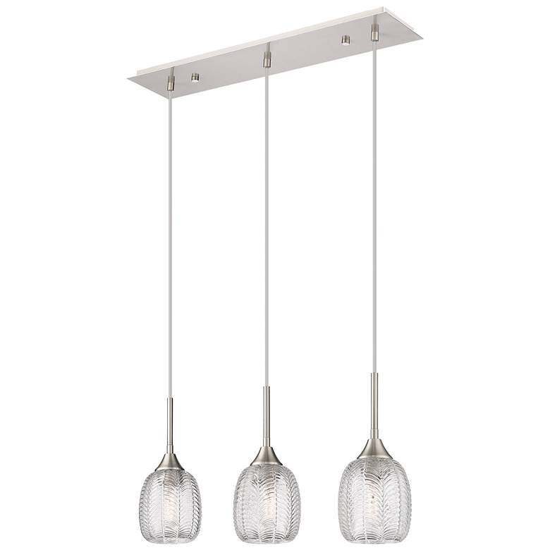Image 1 Berkshire 3 Light 26.5" Cord Hung Island Light Satin Nickel