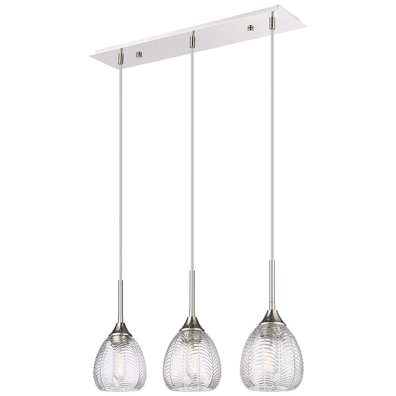 Image 1 Berkshire 3 Light 27" Cord Hung Island Light Polished Nickel