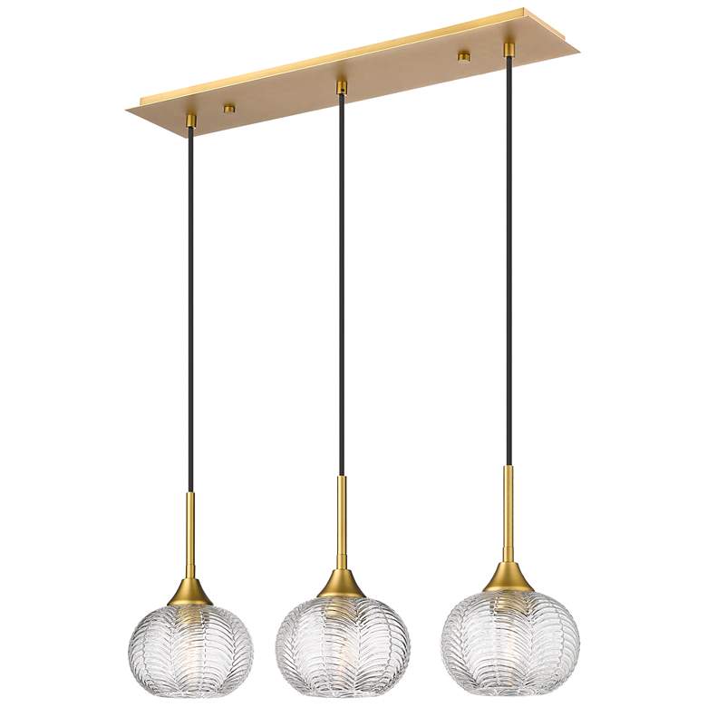 Image 1 Berkshire 3 Light 28" Cord Hung Island Light Brushed Brass