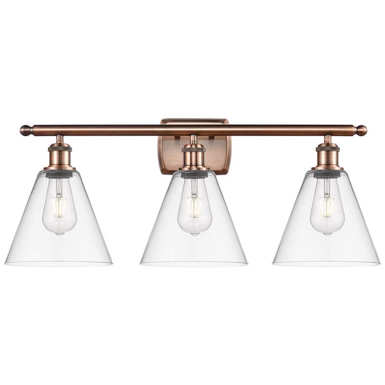 Image 1 Berkshire 3 Light 28" Bath Light - Antique Copper - Clear Shade