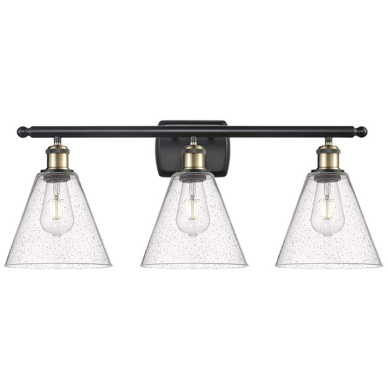 Image 1 Berkshire 3 Light 28" Bath Light - Black Antique Brass - Seedy Shade