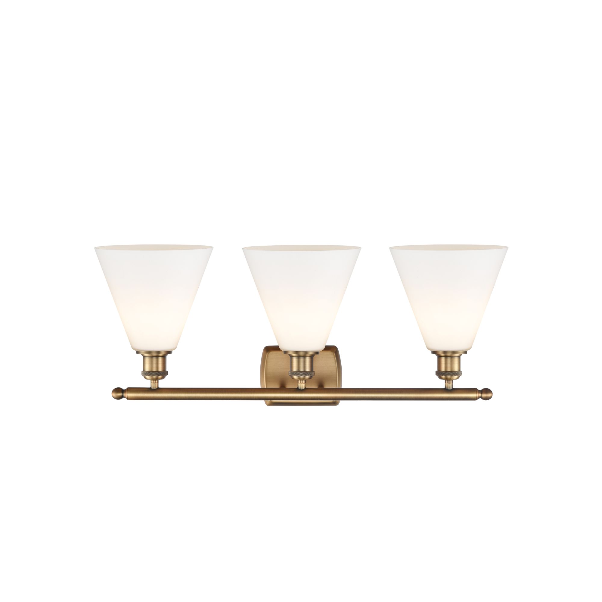 Image 2 Berkshire 3 Light 28" Bath Light - Brushed Brass - Matte White Shade more views