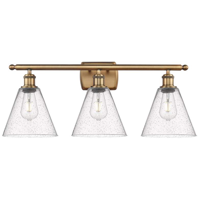 Image 1 Berkshire 3 Light 28" Bath Light - Brushed Brass - Seedy Shade
