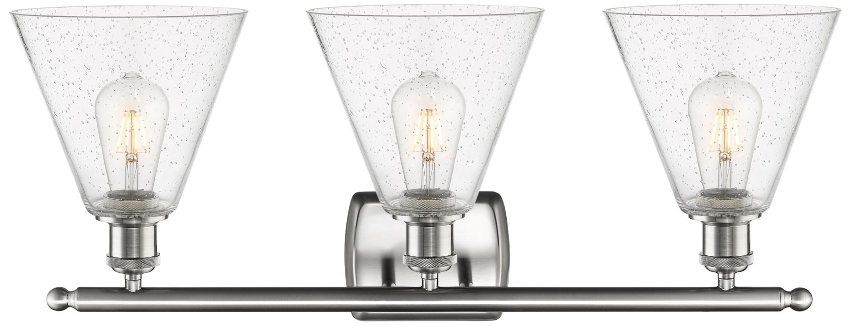 Image 2 Berkshire 3 Light 28" Bath Light - Brushed Satin Nickel - Seedy Shade more views