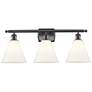 Berkshire 3 Light 28" Bath Light - Matte Black - Matte White Shade