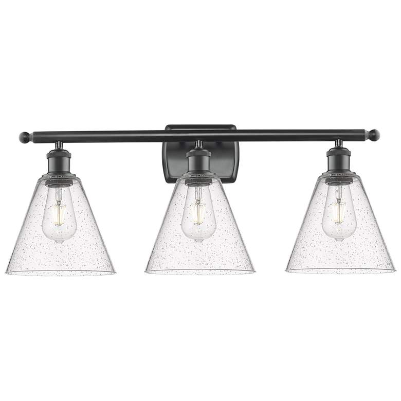 Image 1 Berkshire 3 Light 28" Bath Light - Matte Black - Seedy Shade