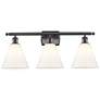 Berkshire 3 Light 28" Bath Light - Oil Rubbed Bronze - Matte White Sha