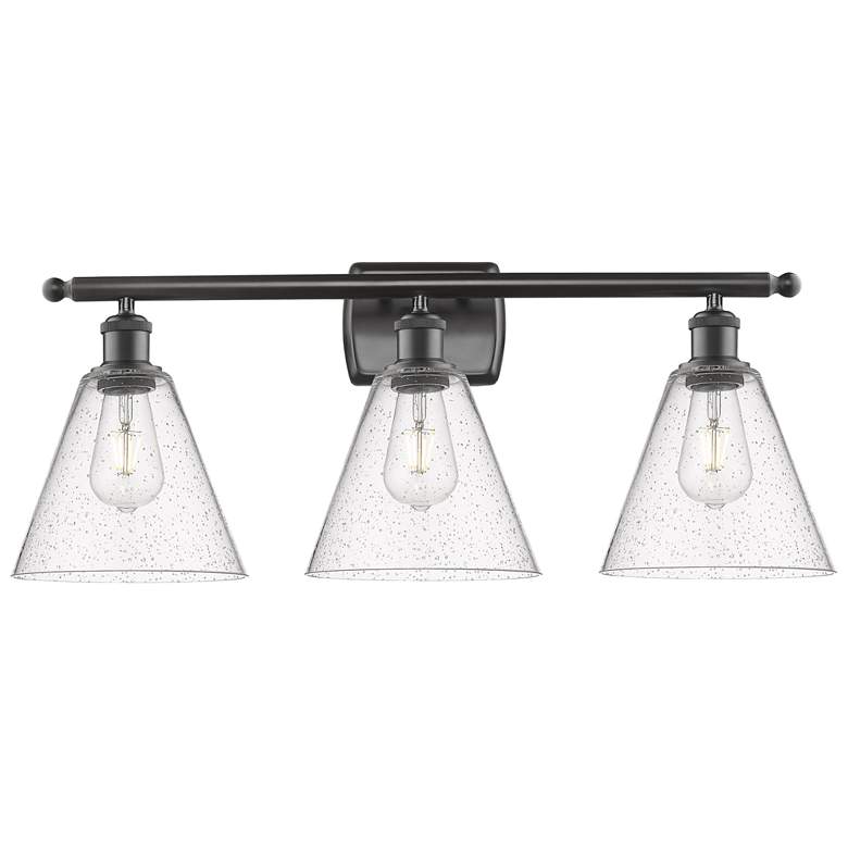 Image 1 Berkshire 3 Light 28" Bath Light - Oil Rubbed Bronze - Seedy Shade