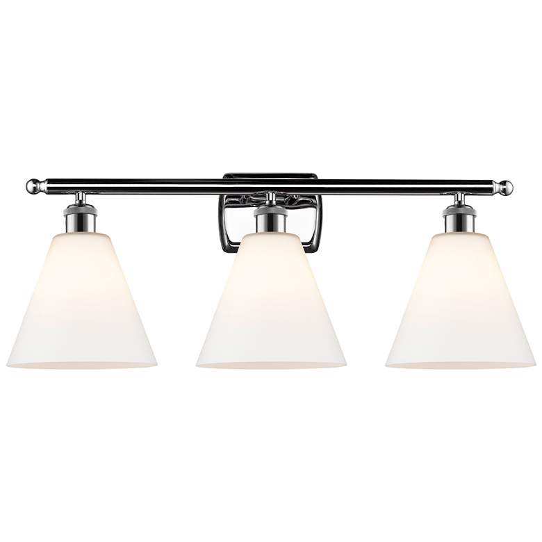Image 1 Berkshire 3 Light 28" Bath Light - Polished Chrome - Matte White Shade