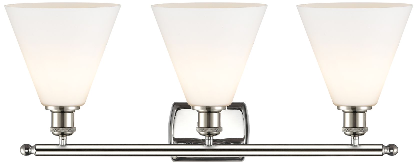 Image 4 Berkshire 3 Light 28" Bath Light - Polished Nickel - Matte White Shade more views