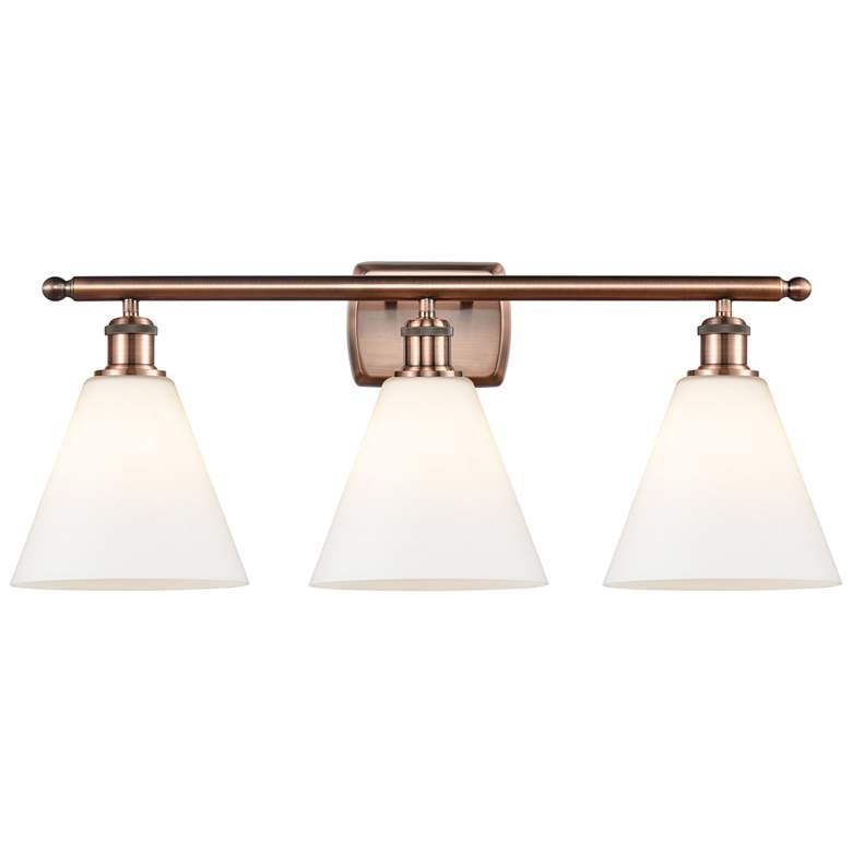 Image 1 Berkshire 3 Light 28" LED Bath Light - Antique Copper - Matte White Sh