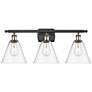 Berkshire 3 Light 28" LED Bath Light - Black Antique Brass - Clear Sha