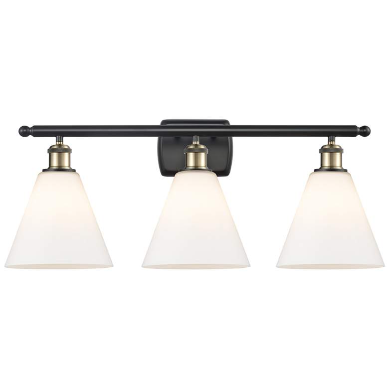 Image 1 Berkshire 3 Light 28" LED Bath Light - Black Brass - White Shade