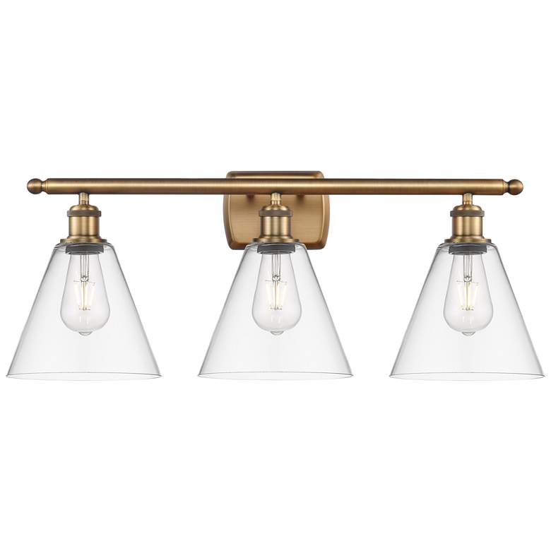 Image 1 Berkshire 3 Light 28" LED Bath Light - Brushed Brass - Clear Shade