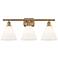 Berkshire 3 Light 28" LED Bath Light - Brushed Brass - Matte White Sha