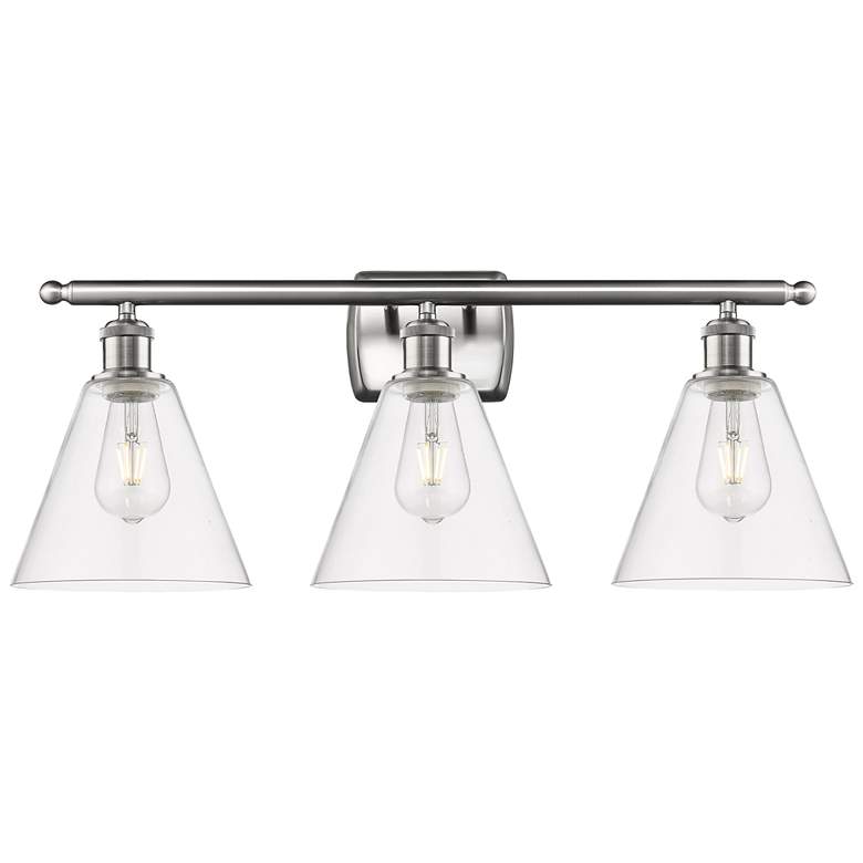 Image 1 Berkshire 3 Light 28" LED Bath Light - Brushed Satin Nickel - Clear Sh
