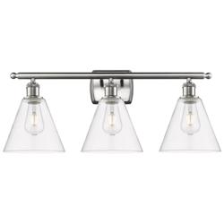 Berkshire 3 Light 28" LED Bath Light - Brushed Satin Nickel - Clear Sh