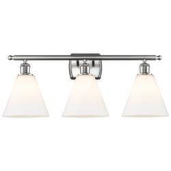 Berkshire 3 Light 28" LED Bath Light - Brushed Satin Nickel - White Sh