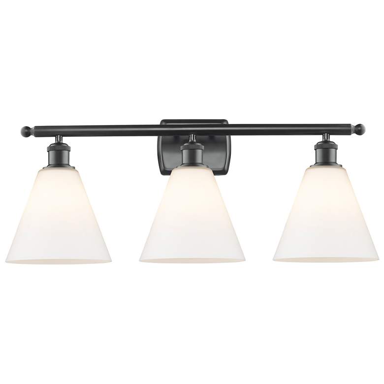 Image 1 Berkshire 3 Light 28" LED Bath Light - Matte Black - Matte White Shade