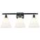 Berkshire 3 Light 28" LED Bath Light - Matte Black - Matte White Shade