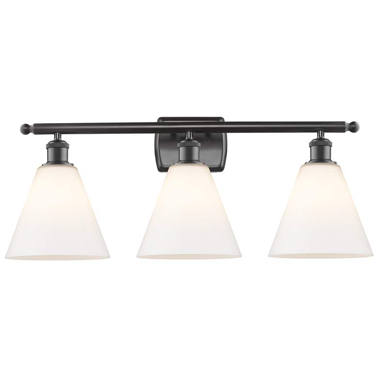 Image 1 Berkshire 3 Light 28" LED Bath Light - Oil Rubbed Bronze - White Shade